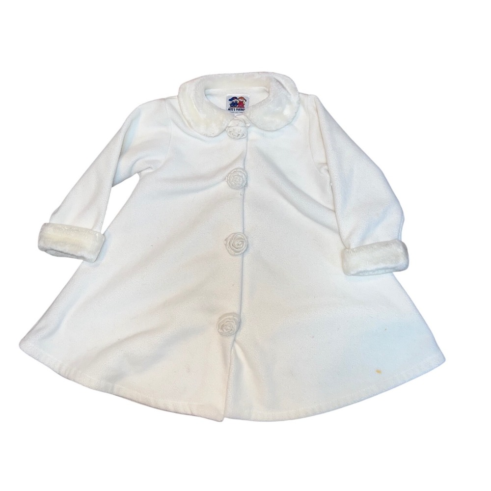 Vintage Y2K Pete's Partner A Good Lad Company White Fleece Coat Faux Fur Size 6